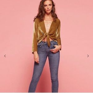 Reformation Fez Velvet Tie Top